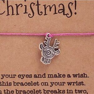Reindeer Christmas Wish Bracelet Red String